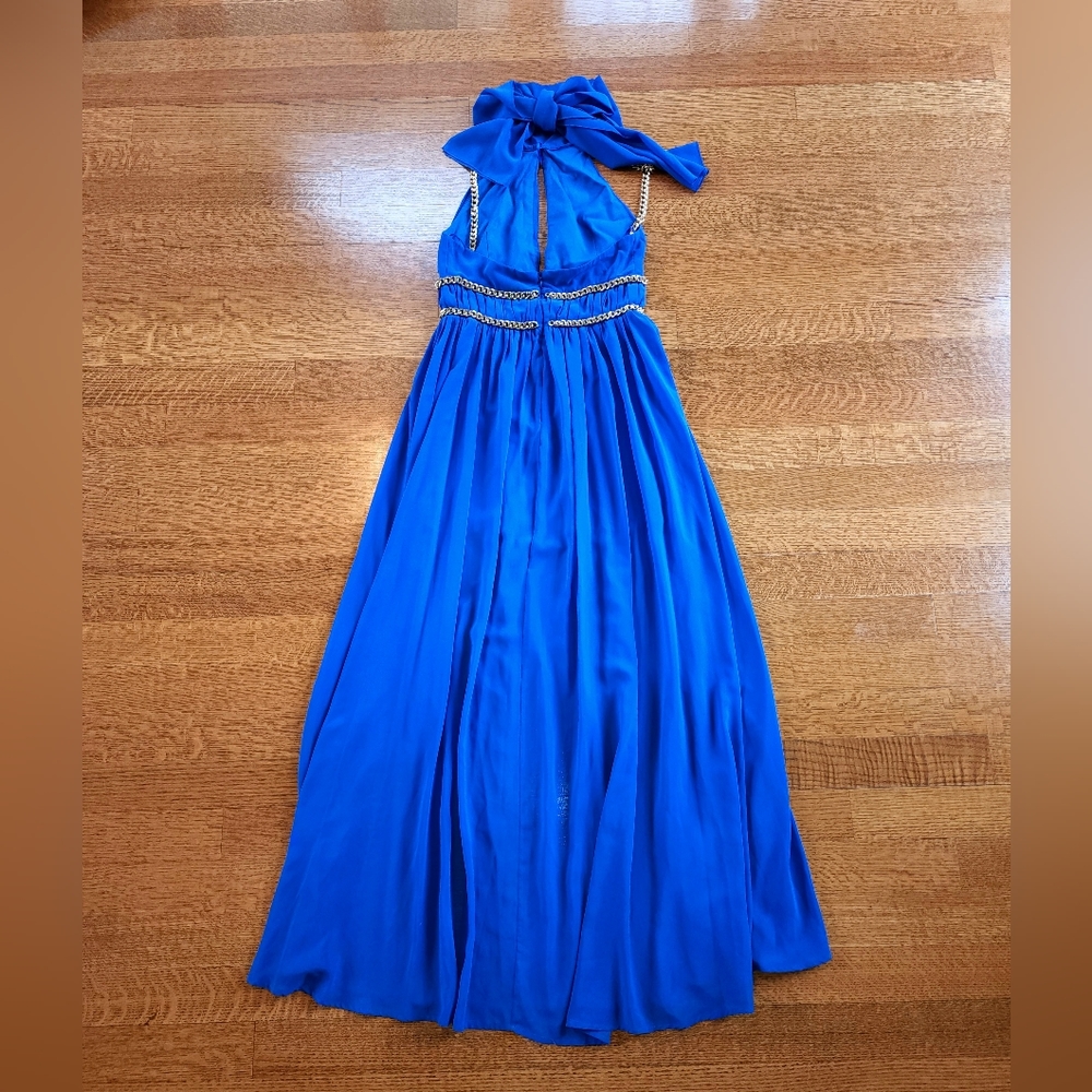 Flavio Castellani Bright Blue Evening Dress w Gold Hardware, EU sz 44